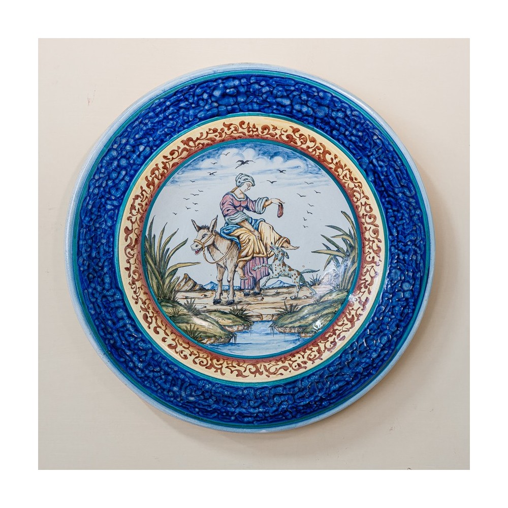Blue Band Decorated Colored Glazed Ceramic Dish